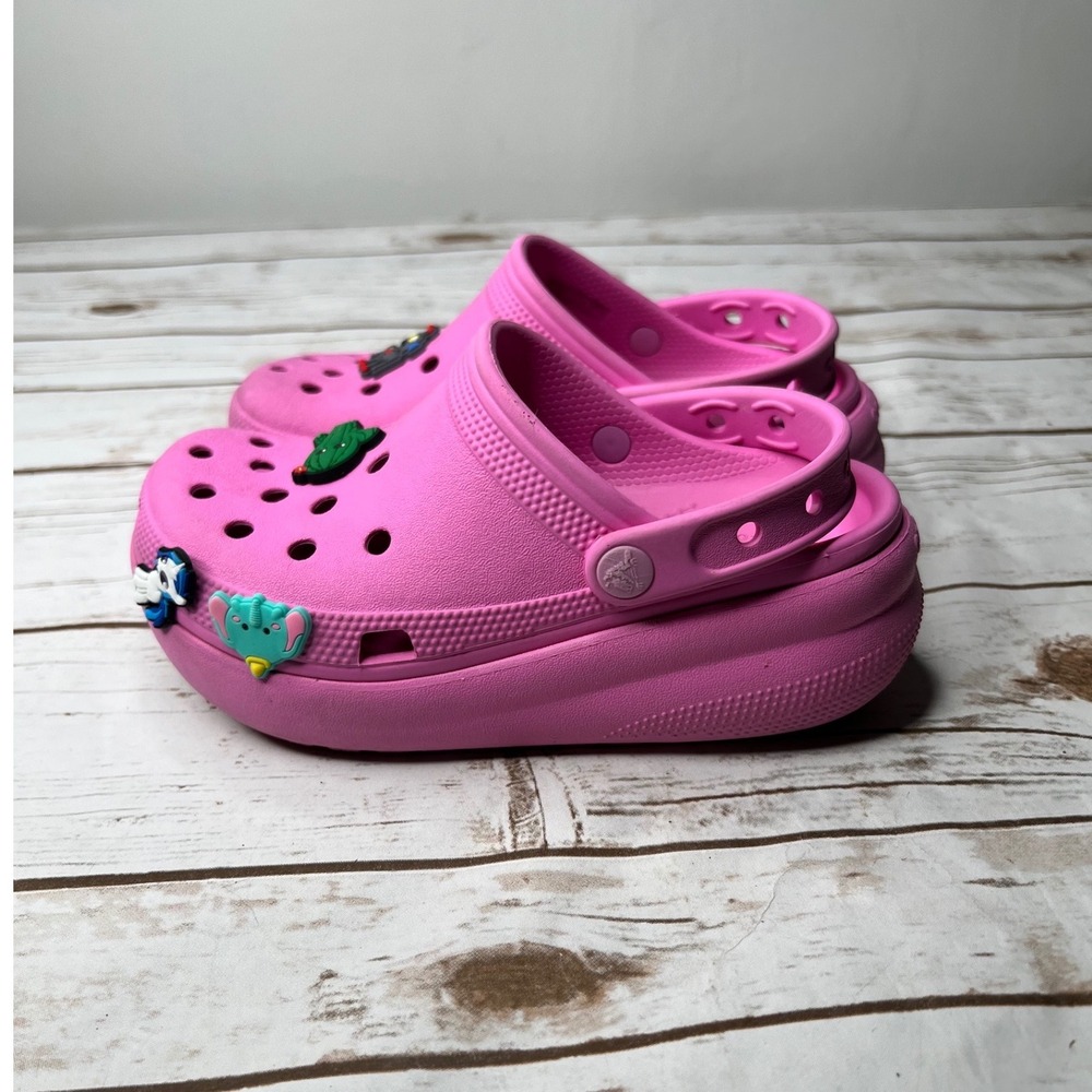 CROCS Kids Pink Clog Shoes with Charm Jibbitz